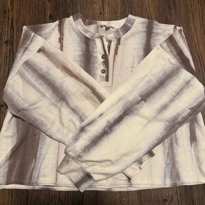 Entro Puff Sleeve Rolled Hem Tie Dye Cropped Sweatshirt Size Medium Boxy Cropped